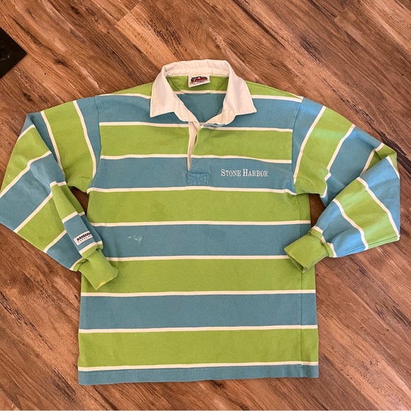 Shirts Mens Vintage Barbarian Rugby Stone Harbor Color Block Rugby